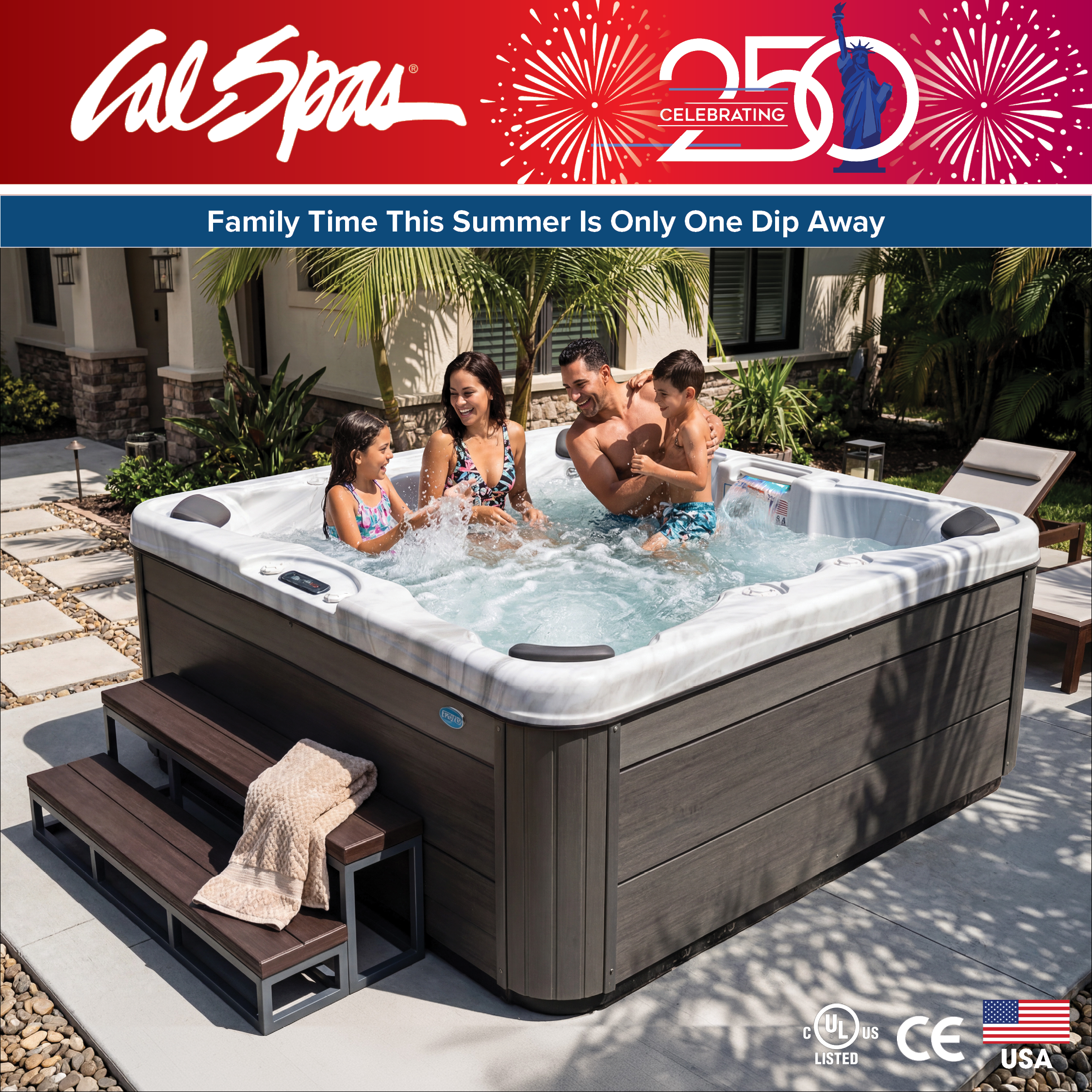 Calspas hot tub being used in a family setting - Alameda